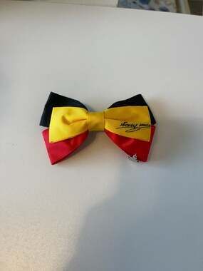 Disney Parks Mickey Mouse Signature Grosgrain Ribbon Hair Bow with Charm